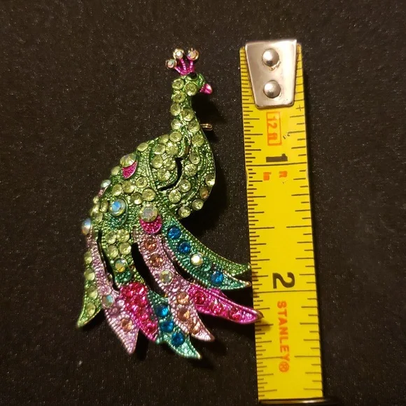 Multicolor Peacock Brooch - Picture 8 of 8